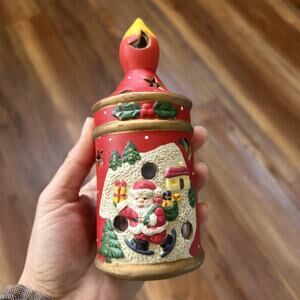 Porcelain Christmas Candle Holder Santa Artmark